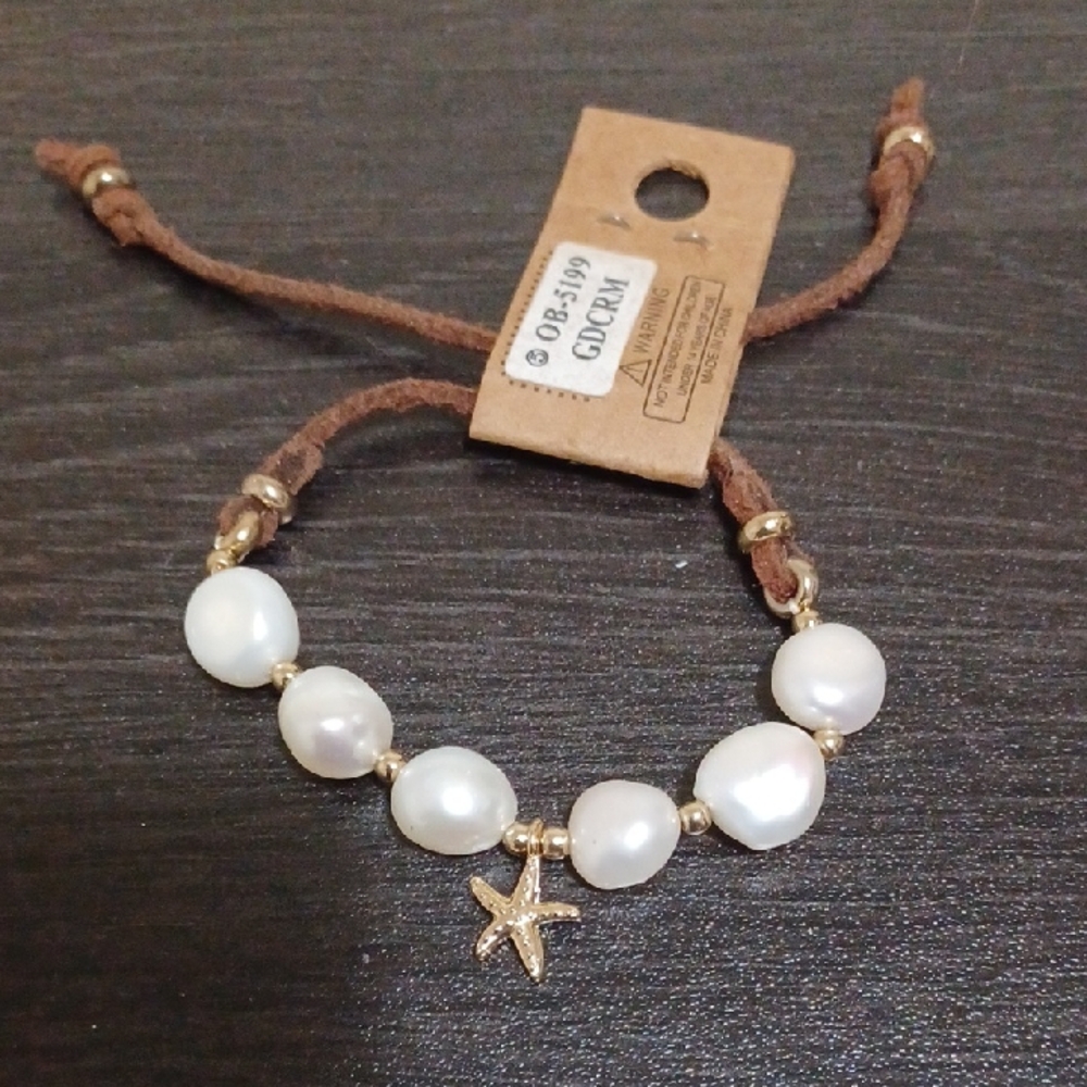Charming Gold Starfish Pearl Bracelet for Kids